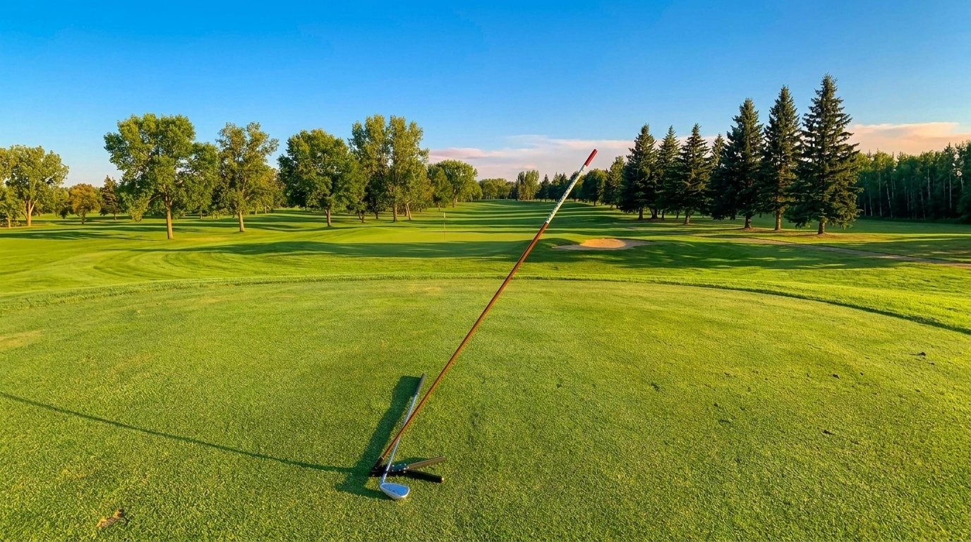 Versa Stand securely holding a golf alignment stick for training